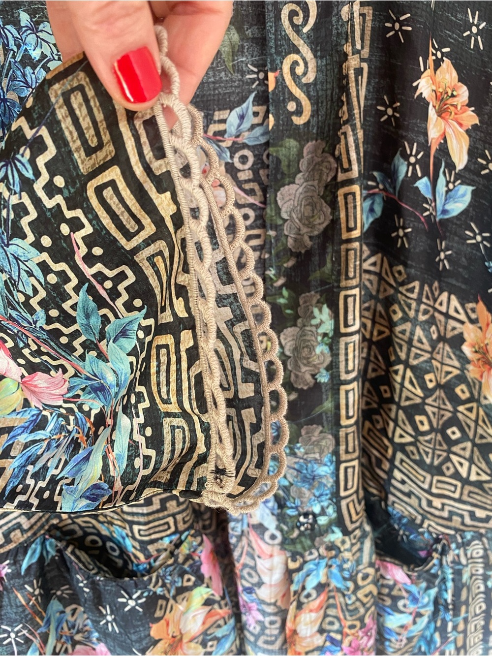 NWOT Johnny Was Black Floral Patchwork Silk Kimono size L - Picture 9 of 16